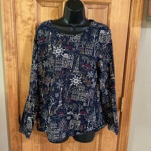 Christopher & Banks Long Sleeve Holiday Top